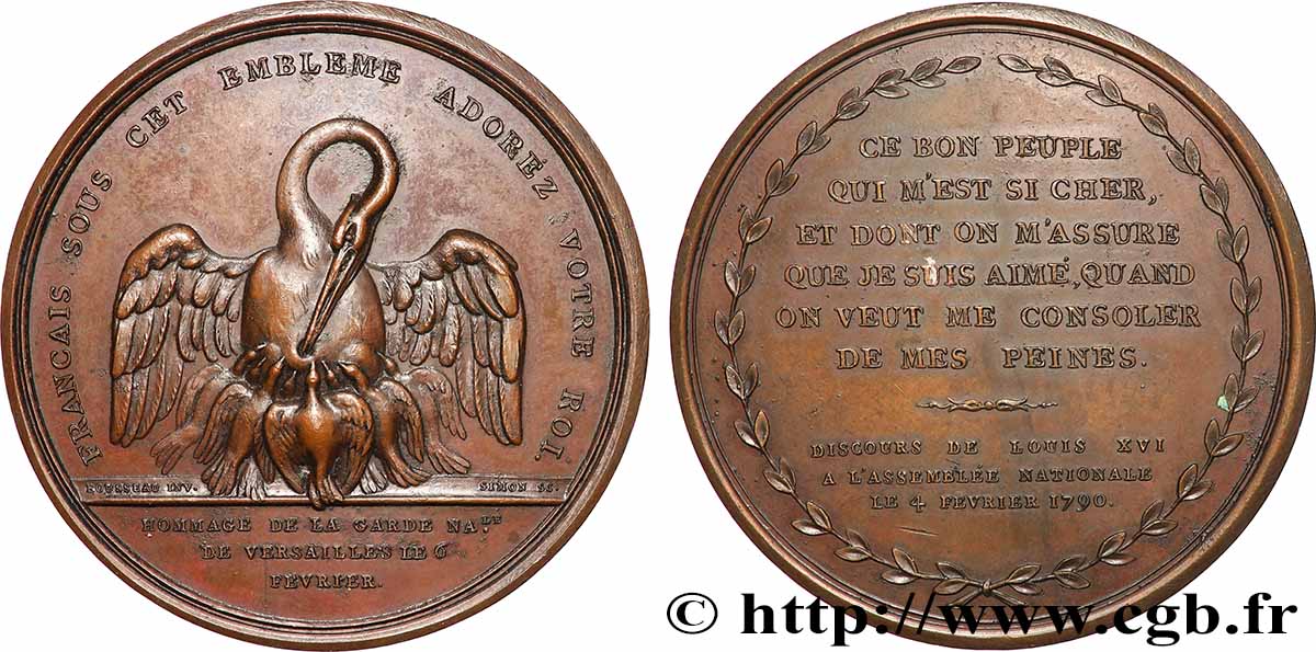 LOUIS XVI Médaille d’hommage de la Garde nationale à Louis XVI AU