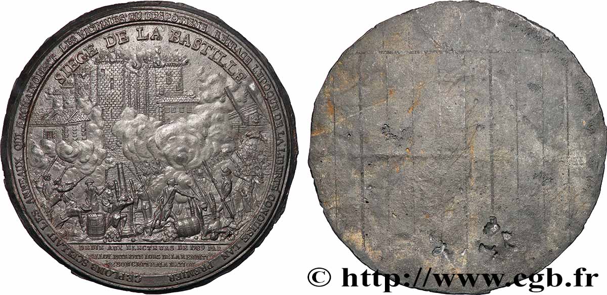 LOUIS XVI Médaille, Plomb qui scellait les anneaux enchaînant les victimes du despotisme, Siège de la Bastille q.SPL