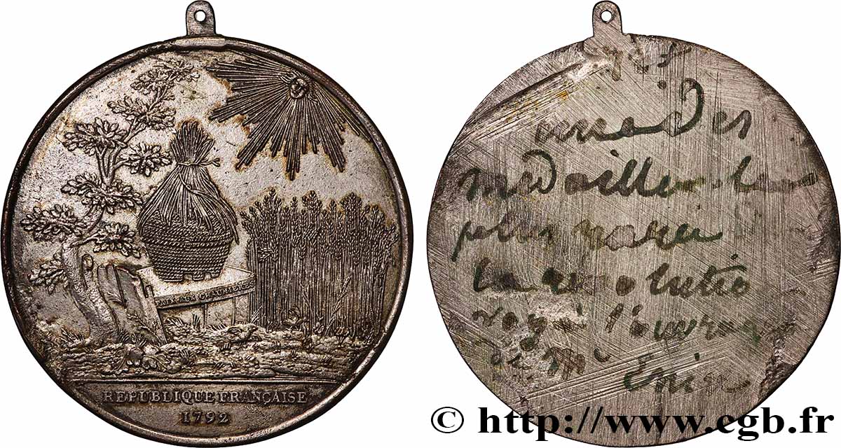 LA CONVENTION Médaille, Paix aux chaumières, tirage uniface TTB+