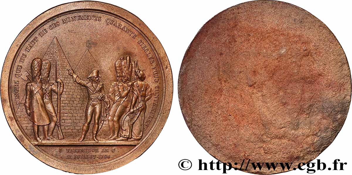 DIRECTOIRE Médaille, Conquête de l’Egypte par Bonaparte, tirage uniface TTB+