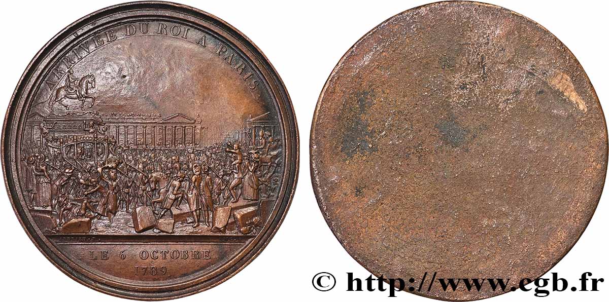 LOUIS XVI Médaille, Arrivée du Roi à Paris, tirage uniface AU
