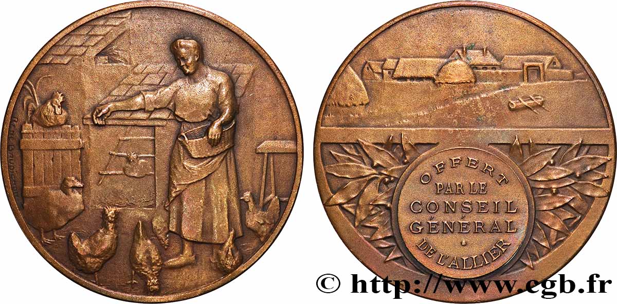III REPUBLIC Médaille, Offert par le Conseil général AU
