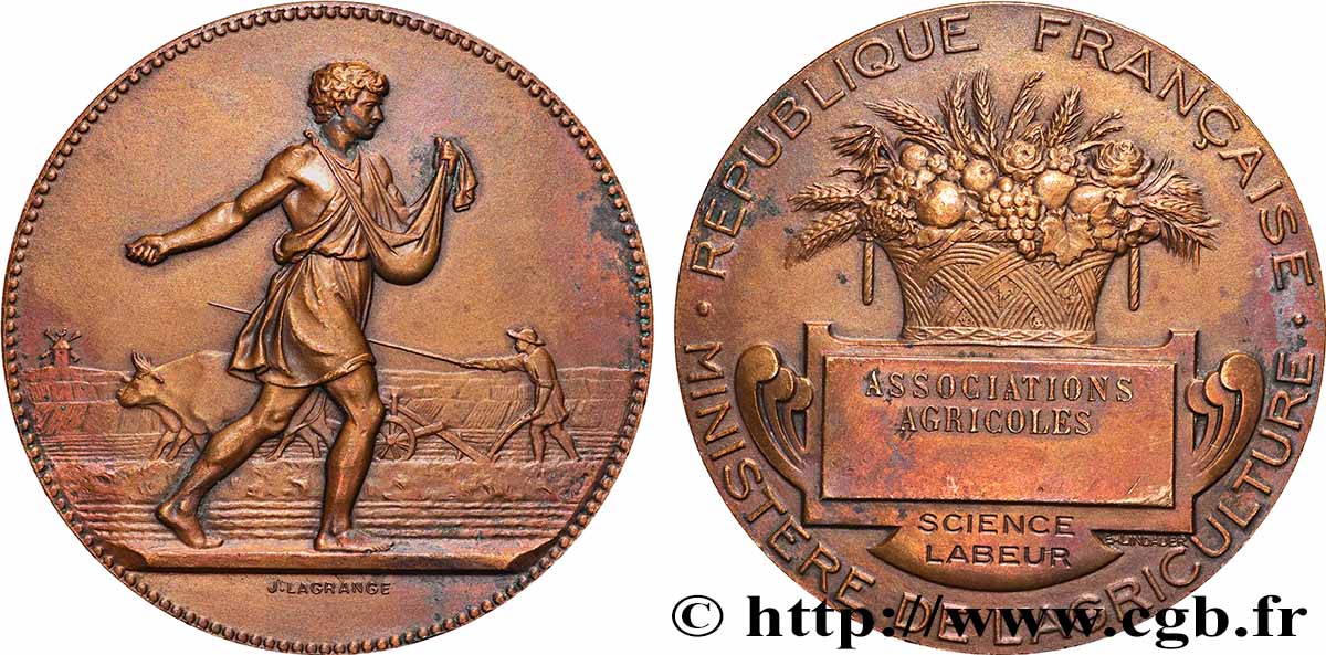 III REPUBLIC Médaille, Associations agricoles AU