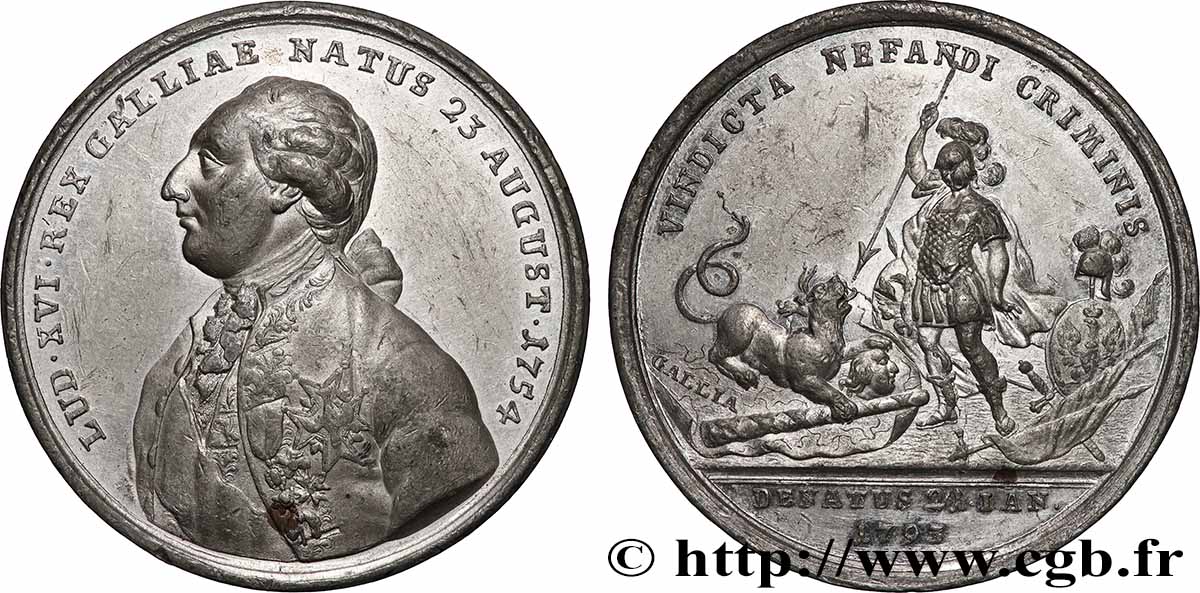 LOUIS XVI Médaille, mort de Louis XVI AU