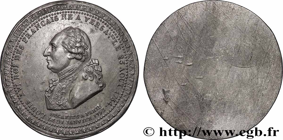 LOUIS XVI Médaille, Louis XVI, tirage uniface BB