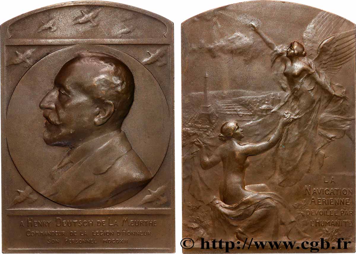 TROISIÈME RÉPUBLIQUE Plaquette, Légion d’Honneur, Henri Deutsch de La Meurthe, navigation aérienne SUP