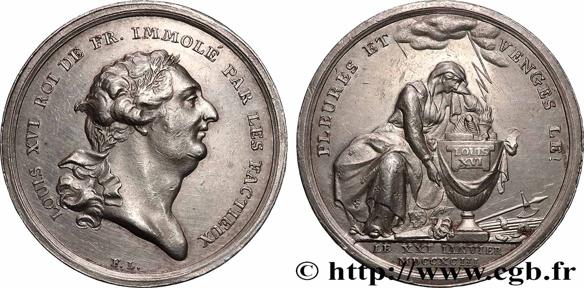 LOUIS XVI Médaille dénonçant la mort du roi le 21 janvier 1793 fVZ