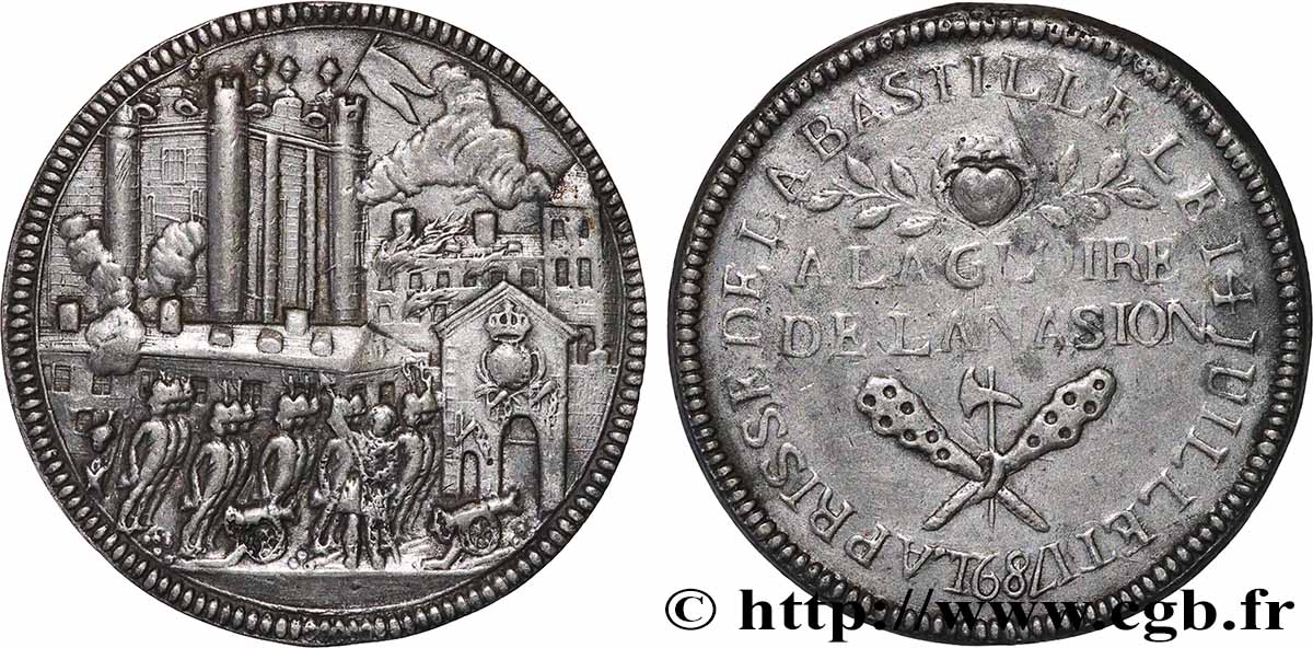 FRENCH CONSTITUTION Médaille, Prise de la Bastille XF