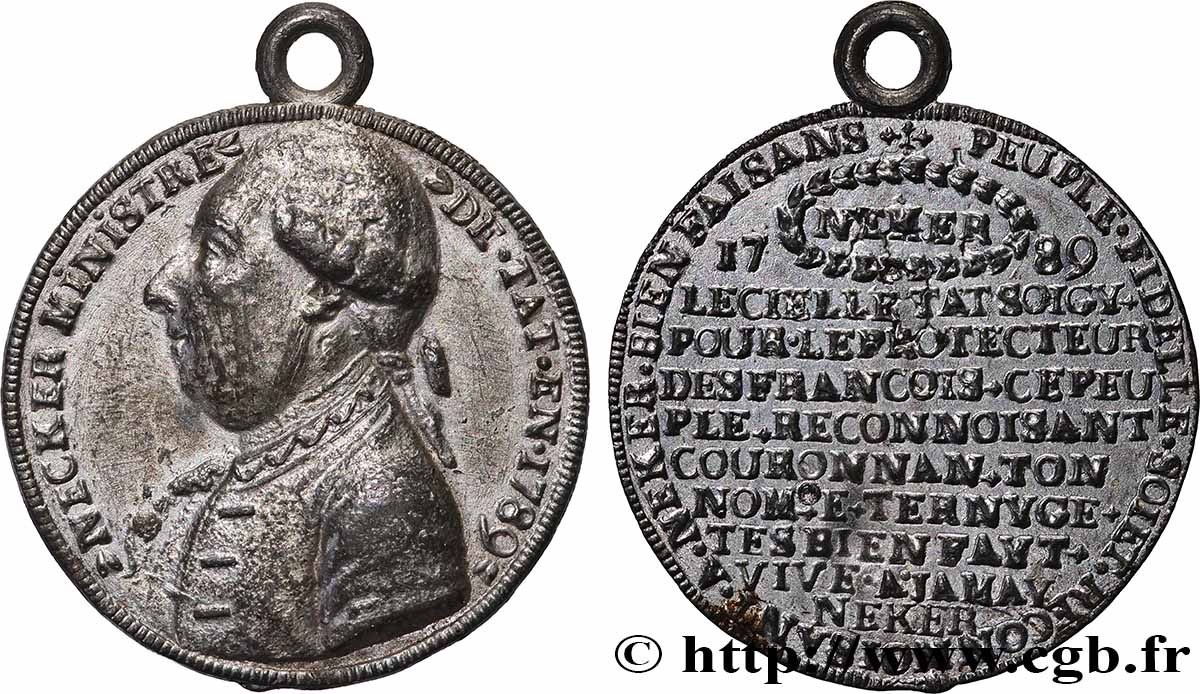 LOUIS XVI Médaille, Necker, ministre d’état AU