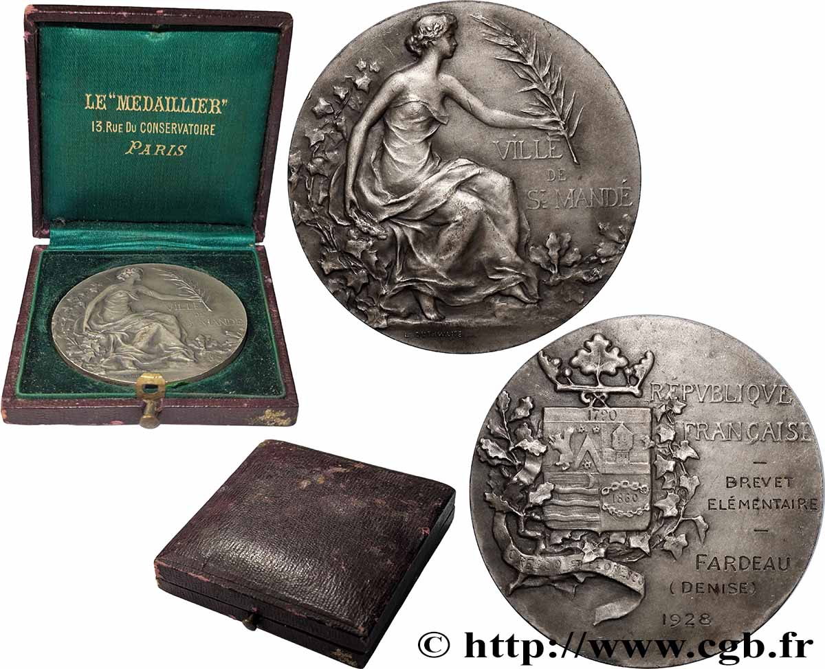TROISIÈME RÉPUBLIQUE Médaille, Brevet élémentaire TTB+