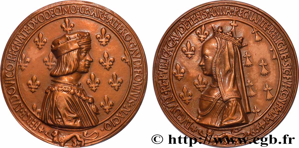 LOUIS XII LE PÈRE DU PEUPLE Médaille, Mariage de Louis XII et Anne de Bretagne, refrappe SUP