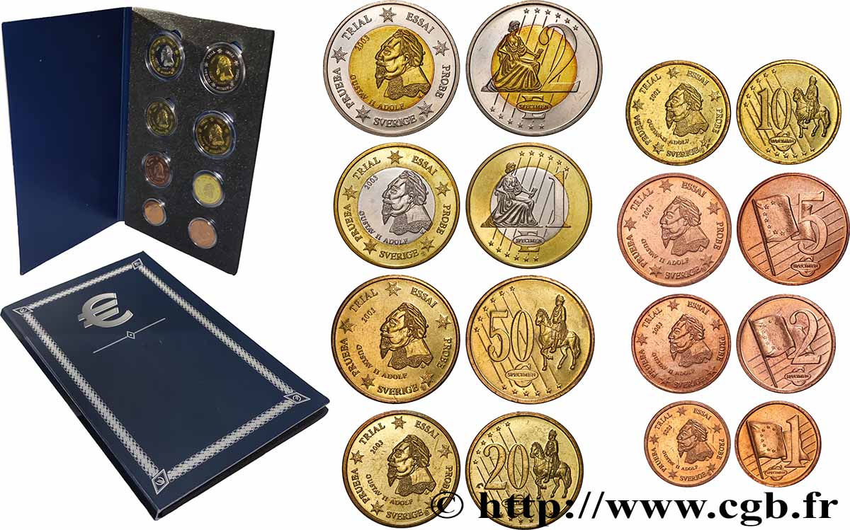 EUROPA Série de 8 médailles, Essai Euros Suède MS
