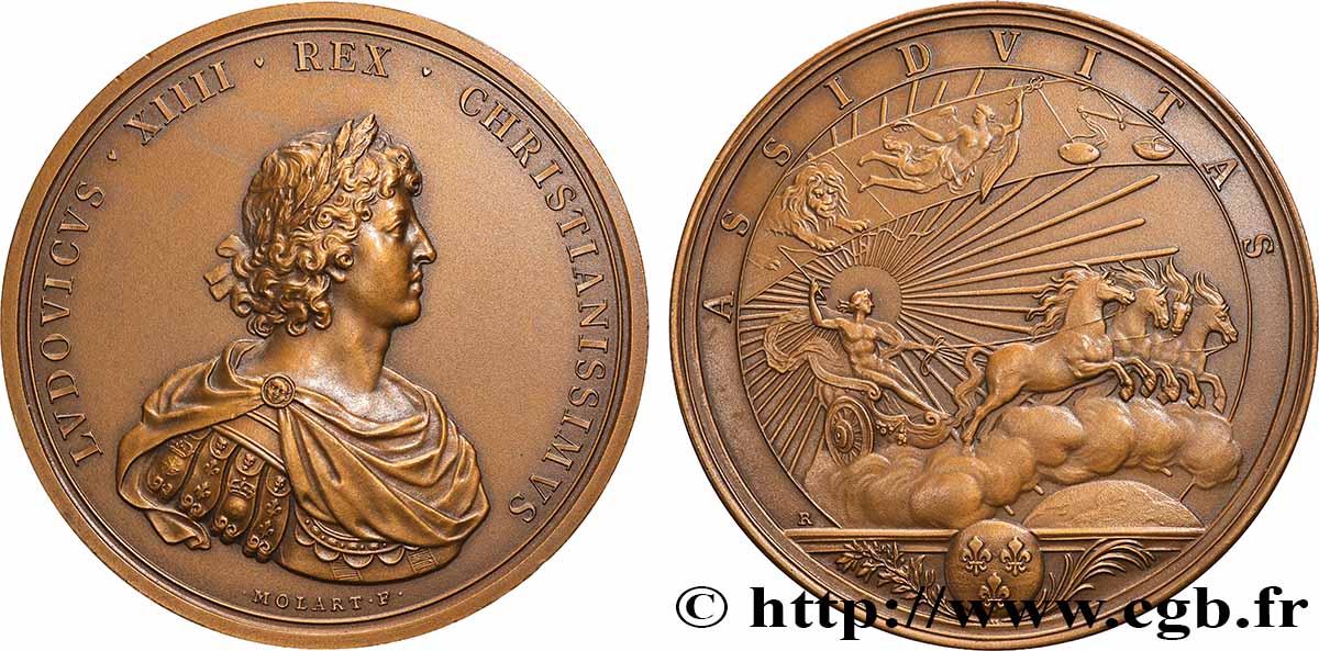 LOUIS XIV &nbsp;THE SUN KING&nbsp; Médaille, Présence assidue du roi aux conseils, refrappe fST