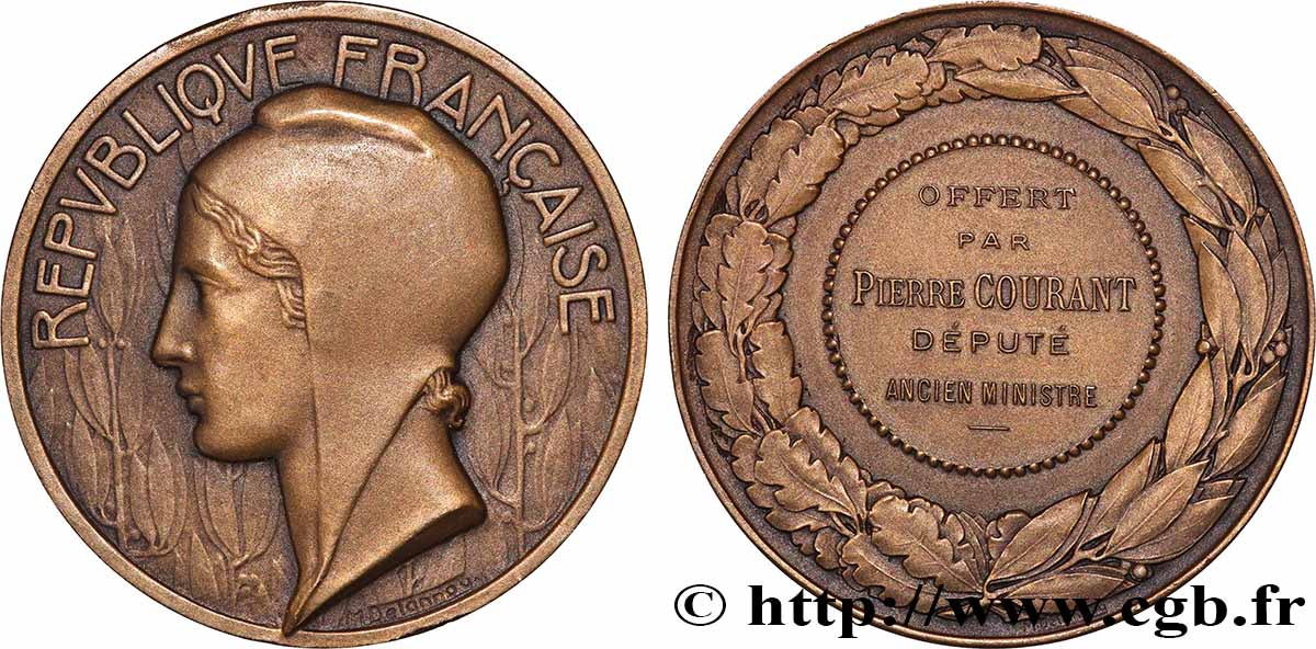 QUARTA REPUBBLICA FRANCESE Médaille, offerte par le député Pierre Courant SPL