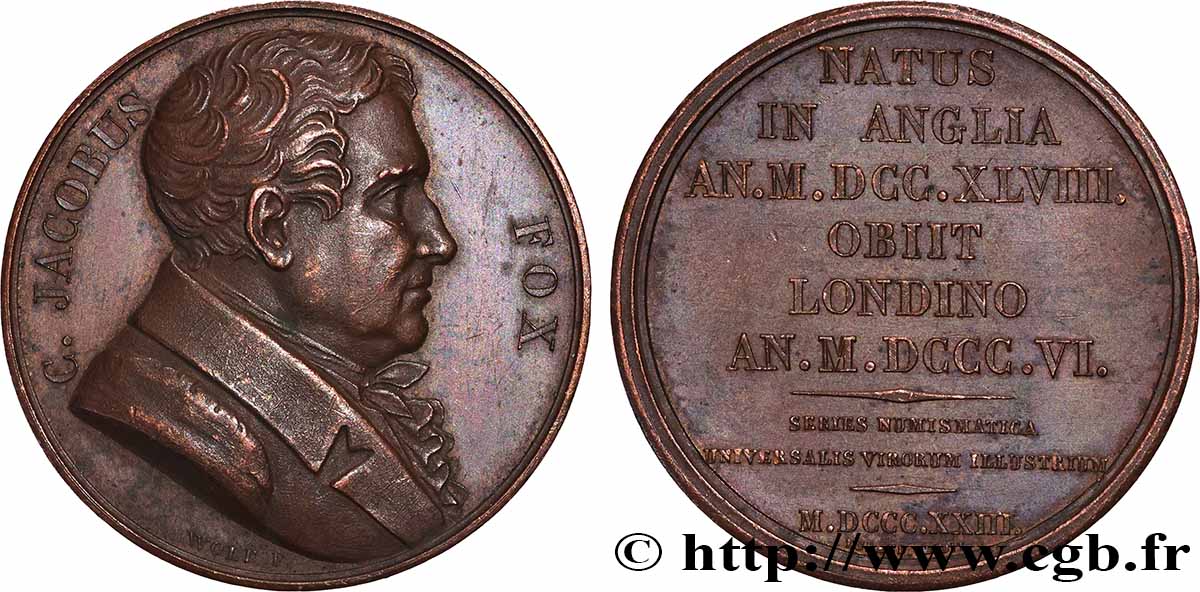 SÉRIE NUMISMATIQUE DES HOMMES ILLUSTRES Médaille, Charles James Fox q.SPL