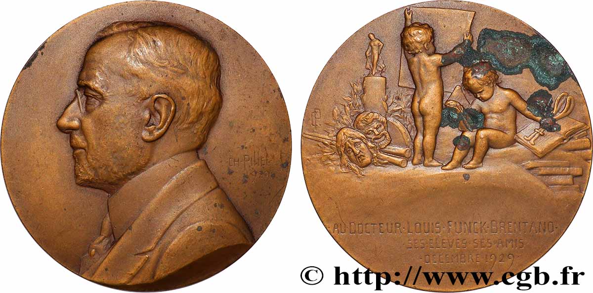TROISIÈME RÉPUBLIQUE Médaille, Au docteur Louis Funck Brentano TTB+/TTB