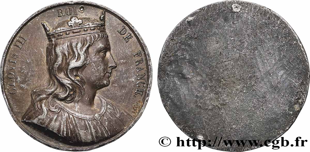 METALLIC GALLERY OF THE GREAT MEN FRENCH Médaille, Clovis III, uniface XF
