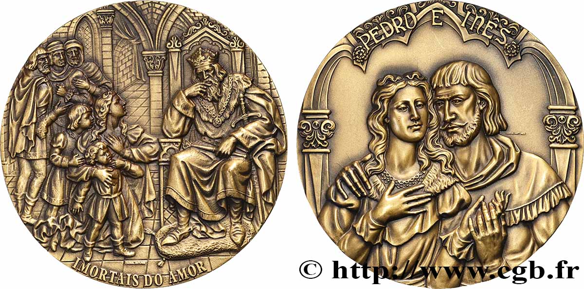 PORTUGAL Médaille, Inès de Castro et Pierre du Portugal EBC