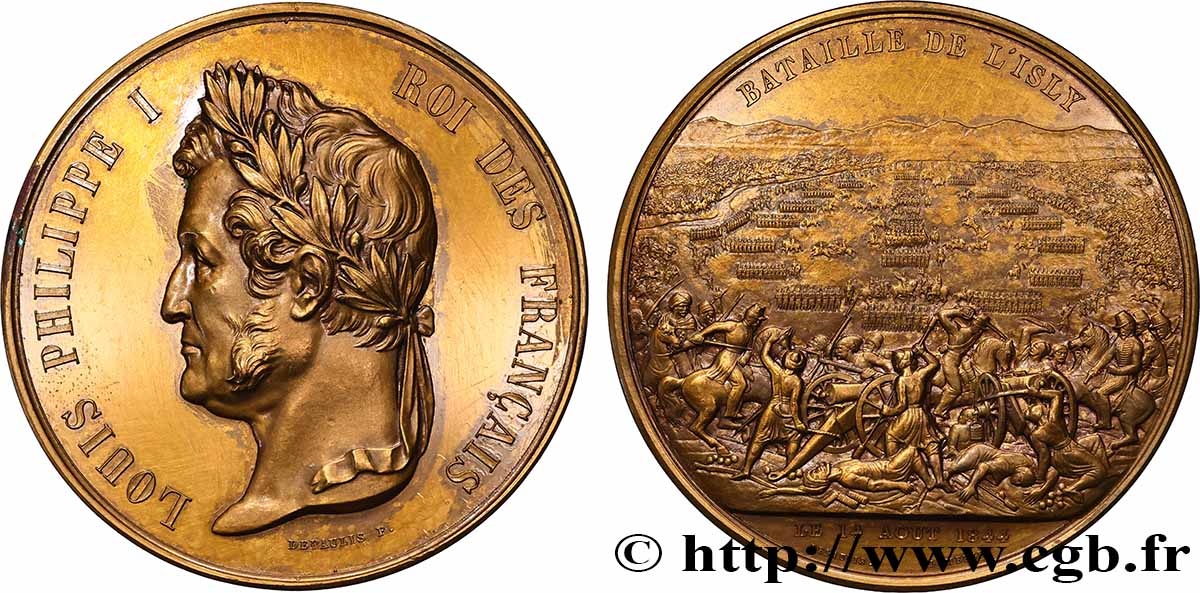 LOUIS-PHILIPPE I Médaille, Bataille d’Isly, refrappe AU/AU