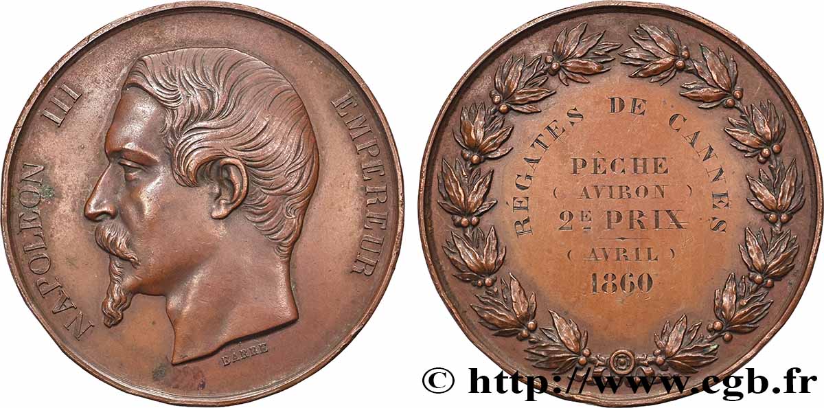 SECOND EMPIRE Médaille, Régates, Pêche XF/AU