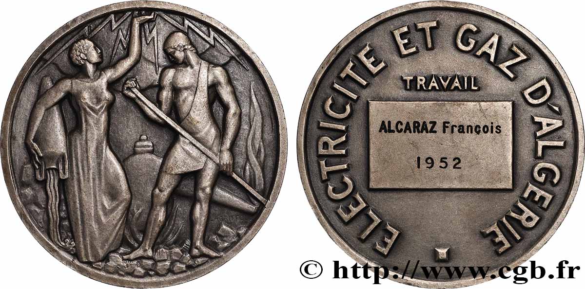 ALGERIA - FOURTH REPUBLIC Médaille, Électricité et gaz d’Algérie AU