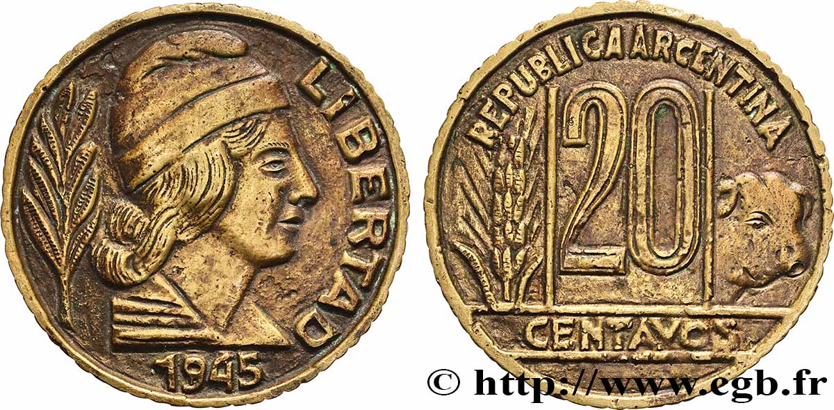 ARGENTINE - RÉPUBLIQUE ARGENTINE Médaille, Reproduction d’une 20 centavos  XF