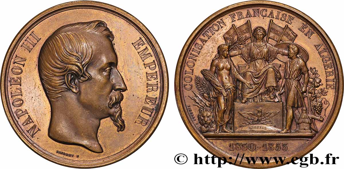 SECOND EMPIRE Médaille, Colonisation française en Algérie, refrappe TTB+