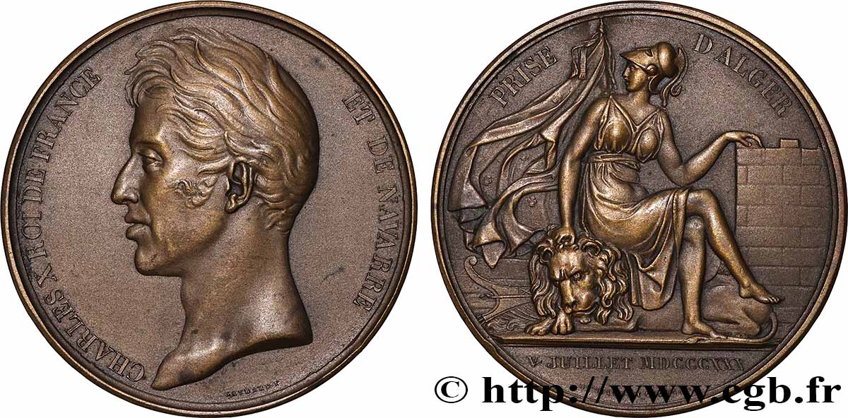CHARLES X Médaille, Prise d’Alger, refrappe SUP