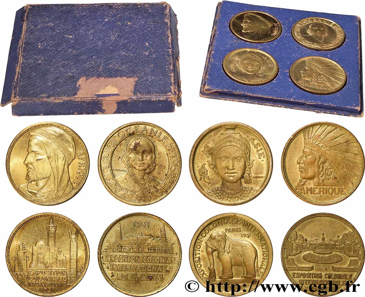 TROISIÈME RÉPUBLIQUE Coffret de 4 médailles, Exposition Coloniale Internationale SUP