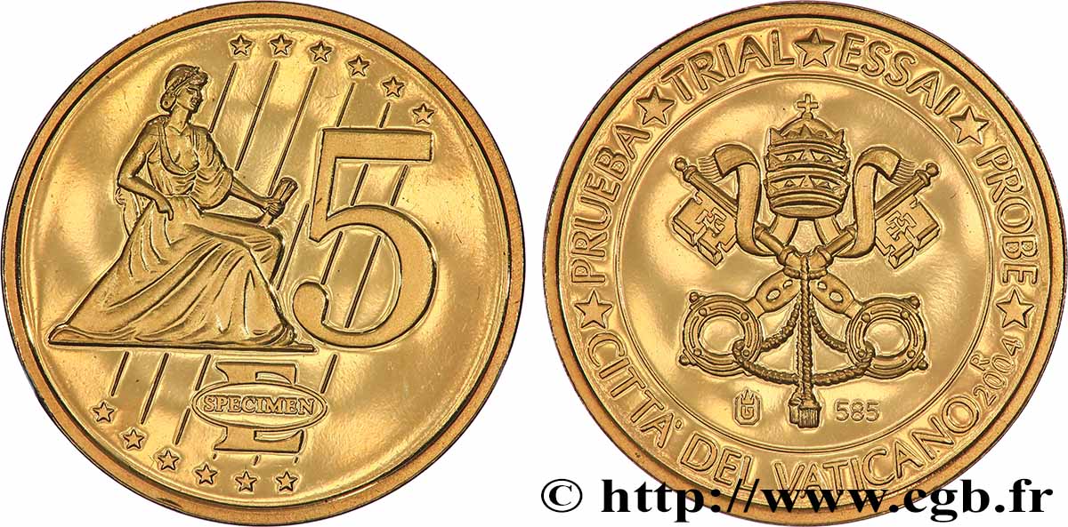 EUROPA Médaille, Specimen 5 €uro, Vatican MS