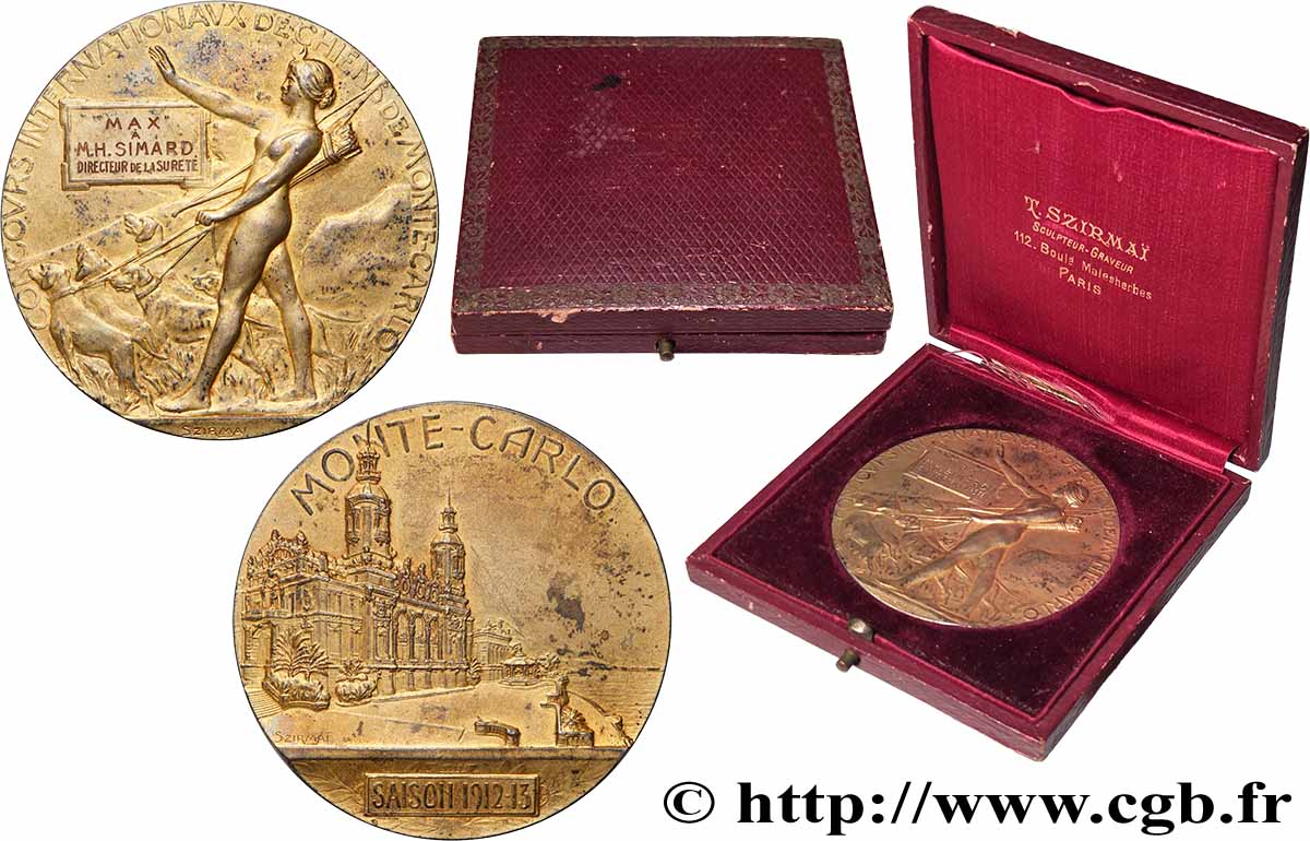 MONACO - PRINCIPAUTÉ DE MONACO - ALBERT Ier Médaille, Concours internationaux de chiens de Monte-Carlo q.SPL