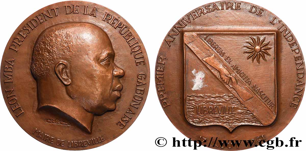 GABUN Médaille, Léon Mba, Premier anniversaire de l’indépendance du Gabon VZ