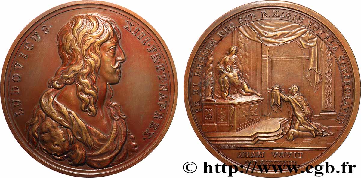 LOUIS XIII Médaille, Royaume sous la protection de la Vierge, refrappe AU