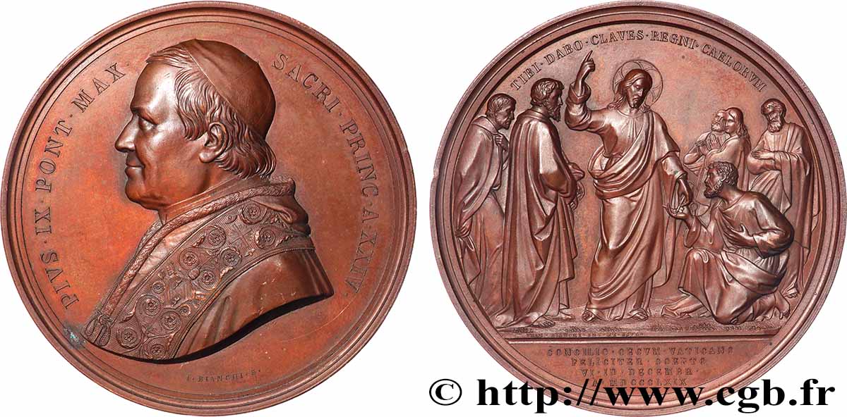 ITALIE - ÉTATS DU PAPE - PIE IX (Jean-Marie Mastai Ferretti) Médaille, Concile oecuménique TTB+/SUP