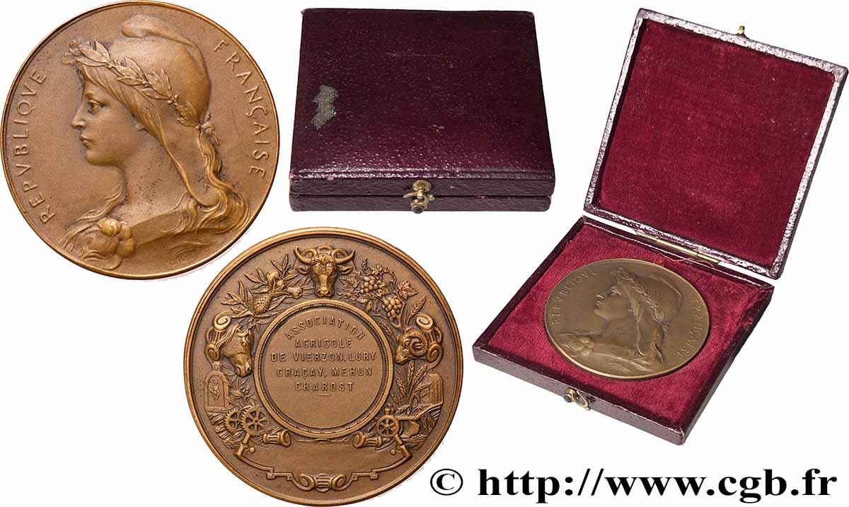 SOCIÉTÉS D&nbsp;AGRICULTURE, HORTICULTURE, PÈCHE ET CHASSE Médaille, Association agricole de vierzon VZ
