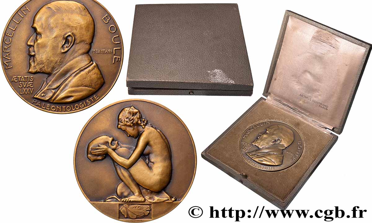 III REPUBLIC Médaille, 75e anniversaire de Marcellin Boule, paléontologue AU