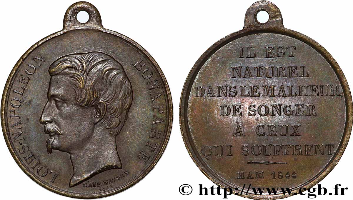 DEUXIÈME RÉPUBLIQUE Médaillette, Souvenir de la captivité de Louis Napoléon Bonaparte TTB+
