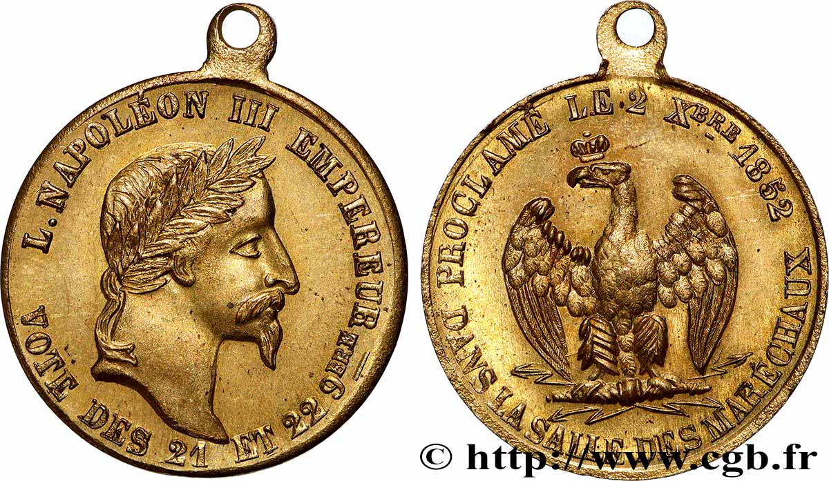 SECOND EMPIRE Médaille, Napoleon III Empereur AU