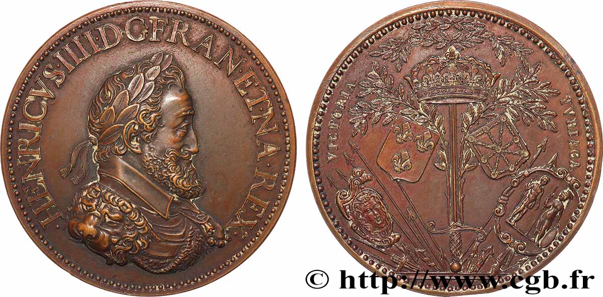 HENRY IV Médaille, Victoire d’Ivry, refrappe AU/XF