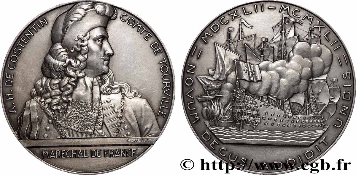 ETAT FRANÇAIS Médaille, Bicentenaire de la naissance d’Anne Hilarion de Costentin, comte de Tourville AU