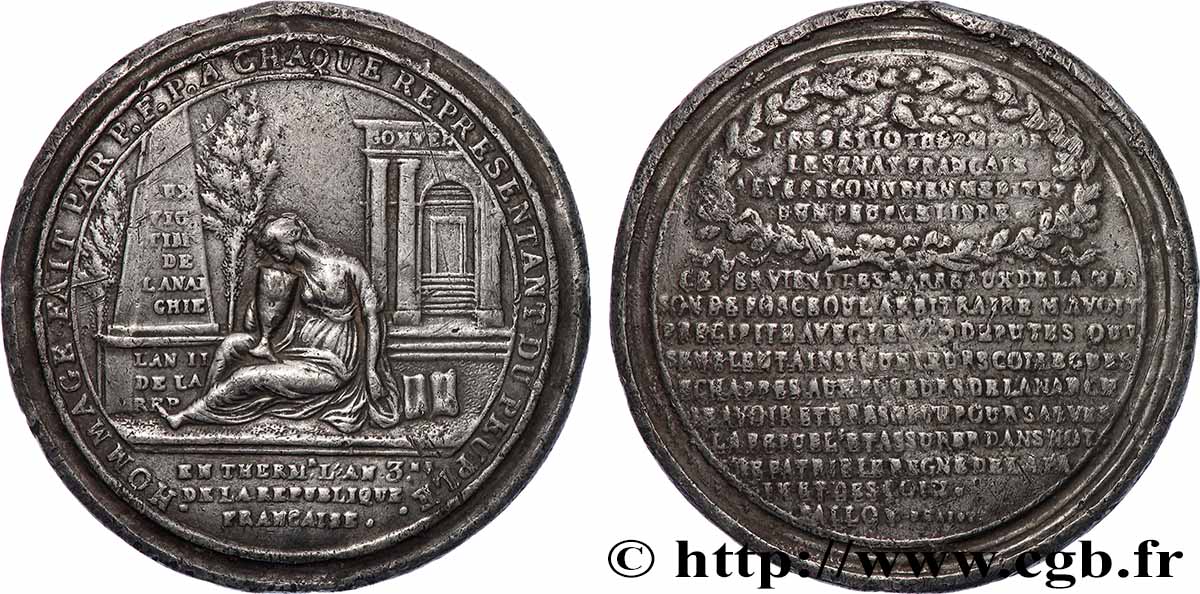 LA CONVENTION Médaille de Palloy, Hommage à chaque représentant du Peuple TTB/TB+