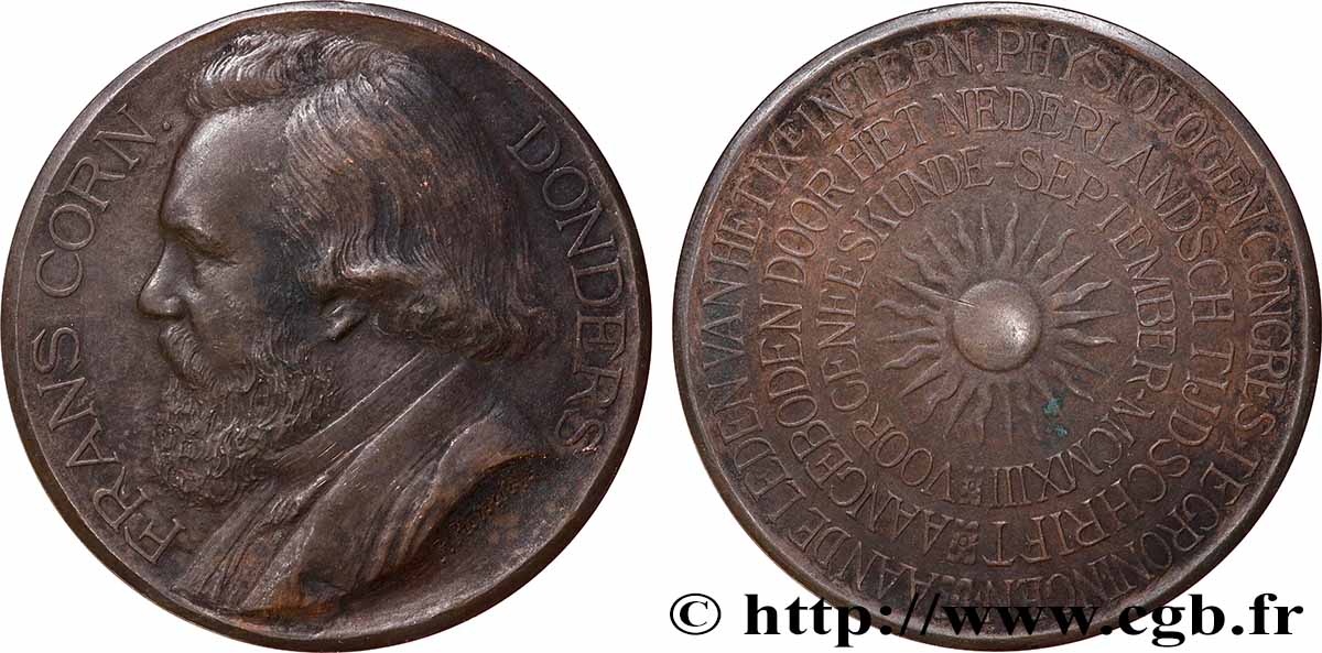 BELGIUM - KINGDOM OF BELGIUM - ALBERT I Médaille, Franciscus Cornelis Donders, Congrès XF