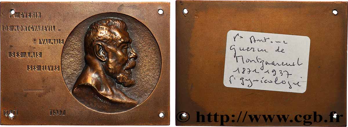 III REPUBLIC Plaquette, Guerin de Montgareuil AU