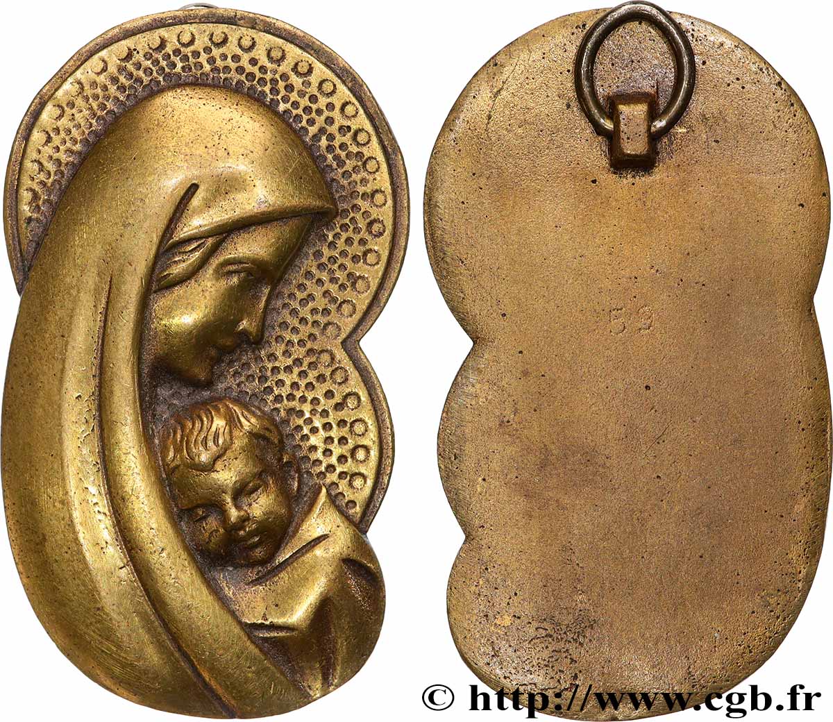 RELIGIOUS MEDALS Plaquette, Vierge Marie à l’enfant AU