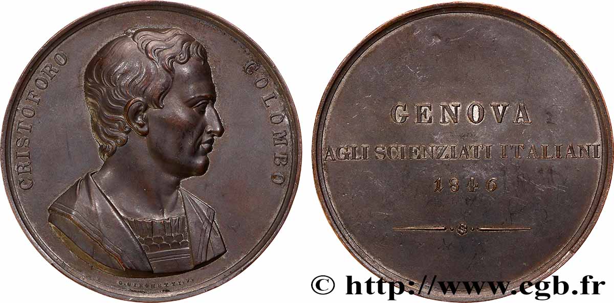 ITALY - KINGDOM OF SARDINIA - CHARLES-ALBERT Médaille, Christophe Colomb AU