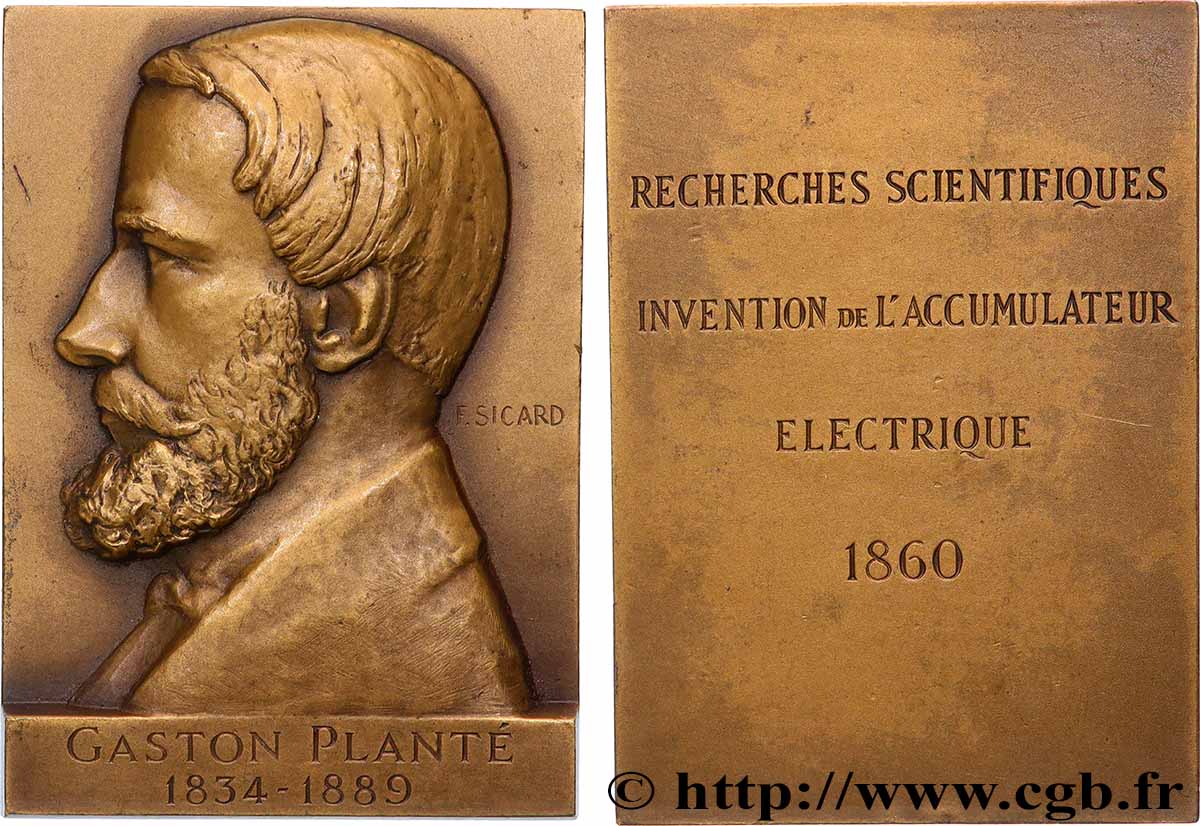 III REPUBLIC Plaquette, Gaston Planté AU