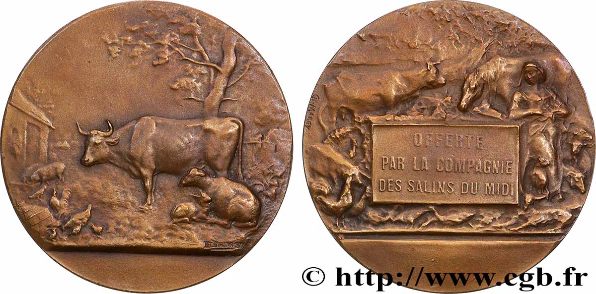 III REPUBLIC Médaille, Compagnie des salins du midi AU