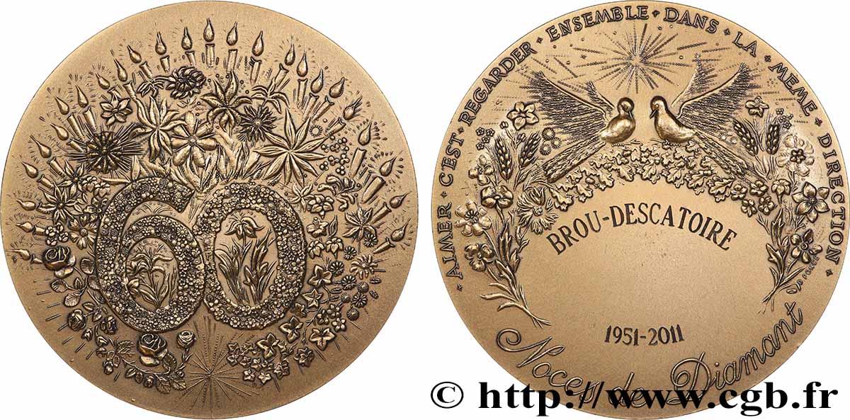 LOVE AND MARRIAGE Médaille, Noces de diamant AU