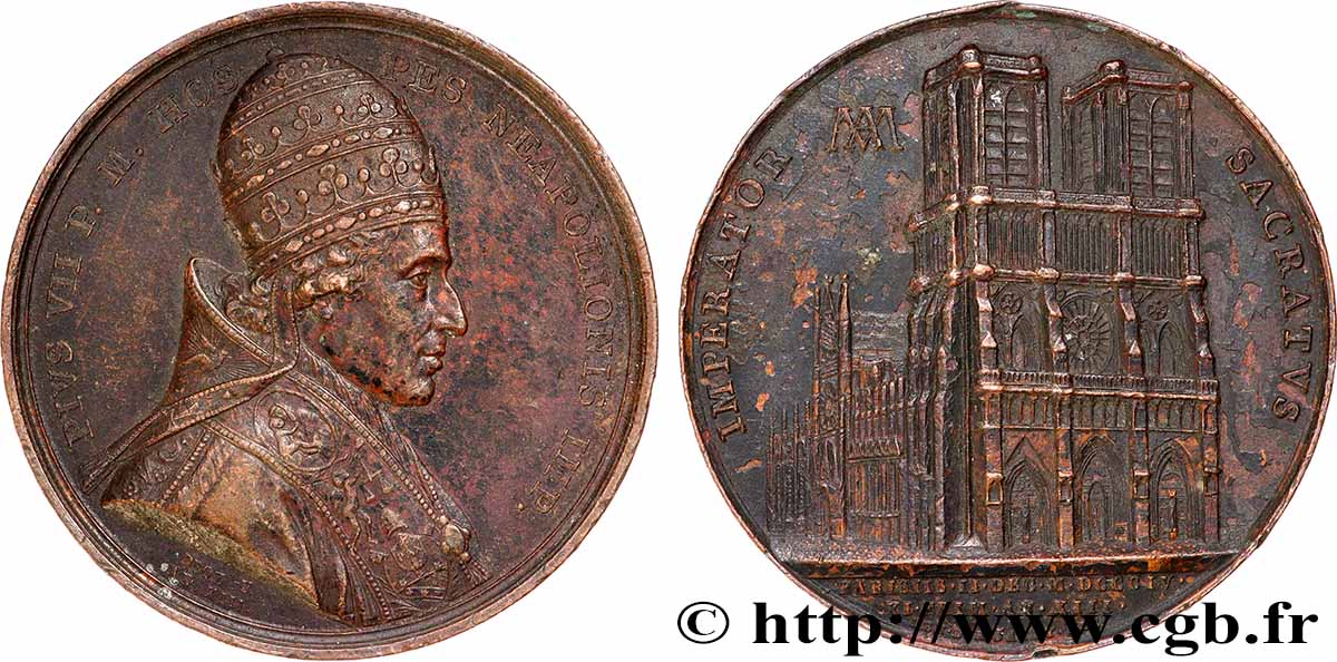 NAPOLEON&nbsp;S EMPIRE Médaille, Sacre de Napoléon Ier par Pie VII XF