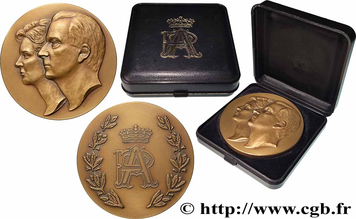 BELGIQUE - ROYAUME DE BELGIQUE - BAUDOUIN Ier Médaille, Mariage d’Albert II, futur roi des Belges, et de Paola SUP